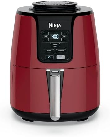 Ninja - AF100 Air Fryer Ceramic-Coated Nonstick Basket, Dehydrate & Reheats, for Quick, Easy Meals, 4 Quart Capacity, & High Gloss Finish (Red)