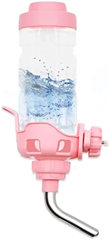 Vannon Dog Water Dispenser for Cage, 34oz Auto Feeding Crate Water Bottle for Dogs, Cats & Rabbits, Pet Nozzle Diameter: 12mm, BPA Free, Pink