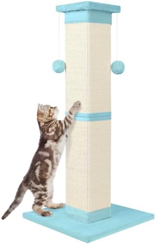 Cat Scratching Post 33 Inch Nature Sisal Cat Scratch Post for Indoor Cats, Large Cat Scratcher Protect Your Furniture, Cyan
