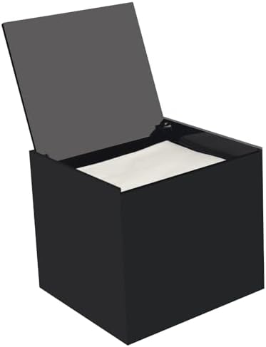 Disposable Face Towel Storage Box Compatible with Facial Towel XL, Acrylic Disposable Face Towelette Holder Container, Black