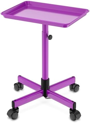 Salon Tray on Wheels - Premium Aluminum Tattoo Tray Rolling Trolley - Adjustable Salon Service Rolling Tray Hairdresser Cart with Clinic Spa Rolling Tray Wheels (Purple)