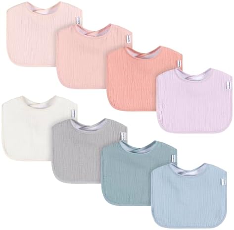 Unisex Baby Muslin 8 Pack Drooling Bibs