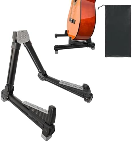 EASTROCK Folding Guitar Stand,Portable Tripod A Frame Aluminium Music Stand for Acoustic Electric Guitars, Bass, Violin, Ukulele, Banjo ( Black)