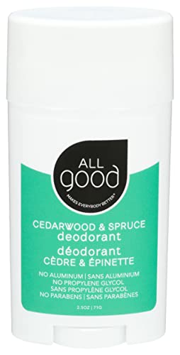 All Good Aluminum Free Deodorant Stick - Natural Deodorant w/Shea Butter & Aloe Vera, Bio-Active Formula, Vegan, Underarm Odor Protection for Men & Women (Cedarwood & Spruce)
