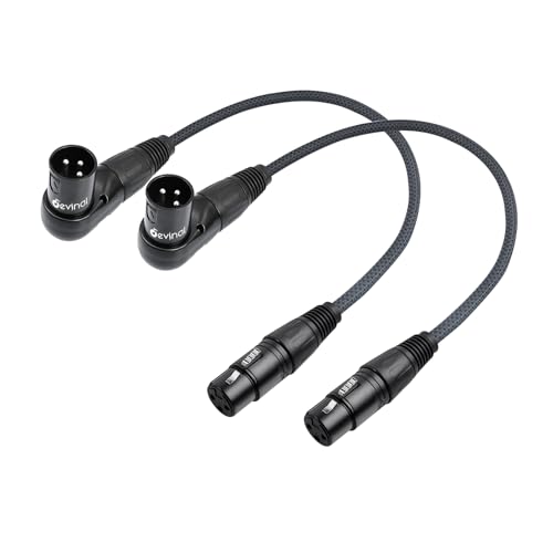 Devinal Right Angle XLR Cable, Adjustable-Angle Male XLR to Straight Female XLR Microphone Mic Cable Cord, 90 Degree XLR Male to Straight XLR Adapter for Sound Devices Mixer Recorder, 1 FT
