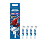 Oral-B Pro Kids Electric Toothbrush Head, with Spiderman Characters, Extra Soft Bristles, for Ages 3+, Pack of 4 Toothbrush Heads, White