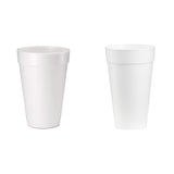 DART 16oz Foam Cups, Case of 500ct, 16J165 & 20J16 3.7" Top and 2.4" Bottom Diameter, 6.1" Height, 20 Oz Big Drink Foam Cup (Case of 500), White