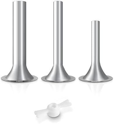 Sausage Stuffer Kit for Kitchenaid KSMMGA Meat Grinder Attachment, Sausage Attachment for Kitchenaid, 3 Stainless Steel Stuffing Tubes Plus 1 Retainer