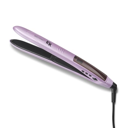 Bio Ionic 10X Styling Iron, Hair Straightener with 1" Sonic Vibrating Plates, Flat Iron with Moisturizing Heat Technology, Versatile Hair Straightener and Curler