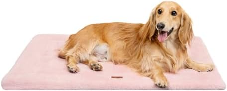 Made4Pets Dog Crate Pad Bed for Large Dogs, Washable & Reversible, Anti-Slip Kennel Mat for Cozy Sleeping, Soft Fluffy Dog Bed for Indoor & Outdoor Use, 36"x27", Pink