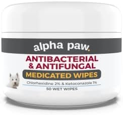 Smiling Paws Pets - Antibacterial & Antifungal Wipes for Dogs & Cats (with Chlorhexidine & Ketoconazole)