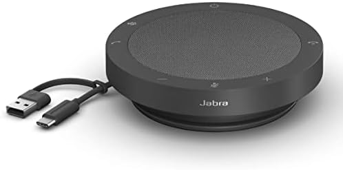 Jabra Speak2 40 Portable Speakerphone - 4 Noise-Cancelling Mics, 50mm Full Range Speakers with Wideband Audio for Clear Sound, USB-A/USB-C Connections - Certified Microsoft Teams Speaker - Dark Grey