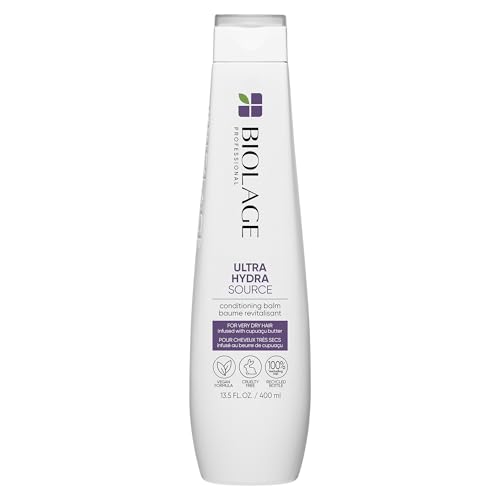 Biolage Ultra Hydra Source Conditioning Balm | Deep Hydrating Conditioner | Renews Hair’s Moisture | For Very Dry Hair | Silicone-Free | Vegan | Salon Conditioner