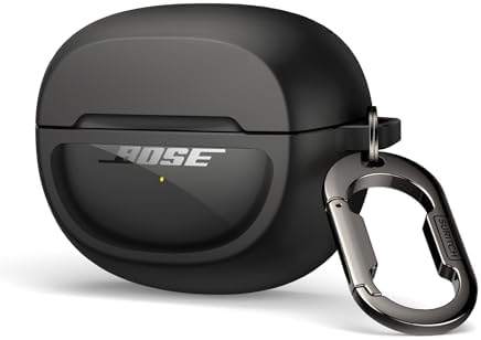 SURITCH Case Cover for Bose Ultra Open Earbuds(2024), Shockproof Protective Cover for Bose Ultra Open Wireless Ear Earbuds Charging Case Accessories with Carabiner, Black