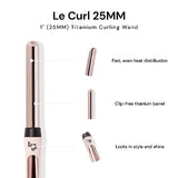 L'ANGE Hair Le Curl Titanium Curling Wand | Professional Curling Iron for All Hair Types | Clip Free Hair Curler | Best Curling Wand for Tighter Curls & Beach Waves | Blush 1” (25MM)