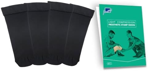 Prosthetic Stump Socks – BK, 1 PLY, Light Compression, Moisture Control, Sensitive Skin, Amputee Socks, Daily use, Breathable, Taiwan Excellence, 4 PCS