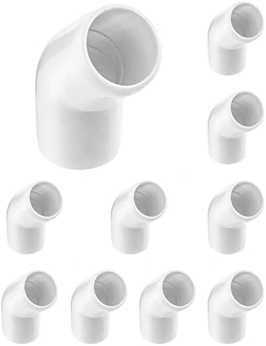 QWORK 2 Way 3/4" 45 Degree Elbow PVC Fitting, 10 Pack PVC Fitting Connector, Furniture Grade, for Building Furniture and PVC Structures, White