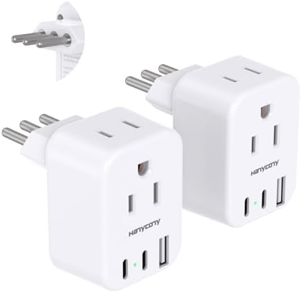 Italy Travel Plug Adapter, Type L Power Plug Adapter with 2 Outlets 3 USB Ports(2 USB C) for US USA to Italy Rome Uruguay Chile Travel Essentials