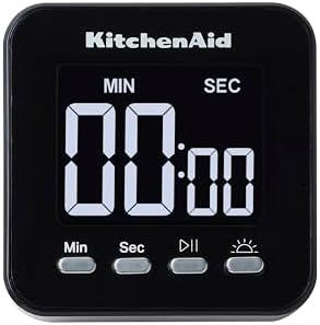 KitchenAid KQ912 99M Digital Single Event Magnetic Visual Timer with Backlight, Cooking, Classroom, Egg Timer, Black