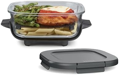 Ninja 6 Cup TempWare Glass Container with Leak-Proof Storage lid, Compatible with Ninja Crispi Portable Cooking System, Microwave, Freezer and Dishwasher Safe, PFAS Free Glass Cooking Surface