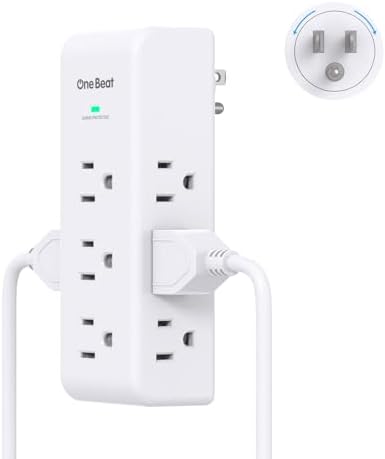 Surge Protector Outlet Extender with Rotating Plug, 9 AC Multi Plug Wall Outlet Expander, 1800J Wall Charger, 3-Sided Power Strip Electrical Plug Adapter Outlet Splitter for Home Office College Dorm