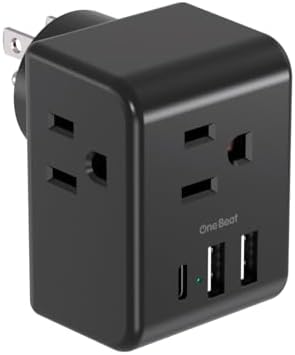 Multi Plug Outlet Extender, Power Strip Non Surge Protector Electric Outlet Splitter with 3 USB Wall Charger (1 USB C), Multiple Outlet Expander for Cruise, Dorm, Travel, Home, Black