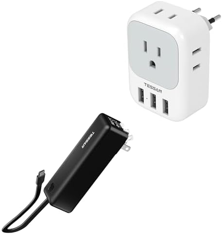 USB Charger Block, TESSAN USB Plug Adapter with Electrical 4 Box Splitter 3 USB Wall Charger Ports, Portable Charger Power Bank, 3 in 1 Power Bank 20W Fast Charging