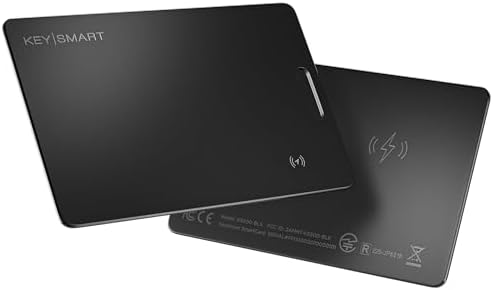 KeySmart SmartCard Wallet Tracker Card, Compatible with Apple Find My App, Rechargeable Thin GPS Item Finder for Luggage Tag, Purse, Passport, Slim Smart Bluetooth Tracking with Key Chain Hole