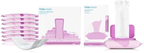 Frida Mom Witch Hazel Perineal Cooling Pad Full-Length Pad Liners + Frida Mom 2-in-1 Postpartum Pads, Ice Maxi Pads| Postpartum Essentials