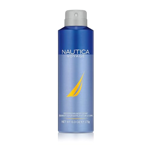 Nautica Voyage Deo Body Spray 6 fl oz (Pack of 1), Notes of Apple, Cedarwood, Mimosa, Men's Fragrance, Long Lasting, Everyday Fragrance
