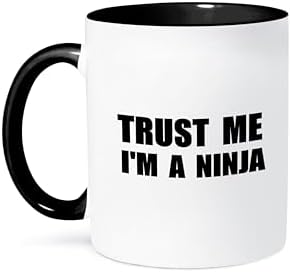 3dRose Trust Me I'm A Ninja-Fun, Funny, Humorous, Joke, Gag Text Gift Mug, 11 oz, Black