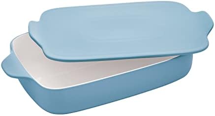 KitchenAid Rectangular Baker with Lid Vitrified Stoneware, 9in 13in 2.5in, Blue Velvet