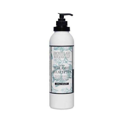 Archipelago Botanicals Bergamot Eucalyptus Lotion, Hydrating Lotion for Rejuvenated and Smooth Skin, Scented Body Lotion Made without Parabens, Phthalates and GMOs (18 oz)