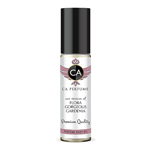CA Perfume Impression of Flora Gorgeous Gardenia For Women Replica Fragrance Body Oil Dupes Alcohol-Free Grand Quality Sample Travel Size Concentrated Long Lasting Attar Roll-On 0.3 Fl Oz/10ml