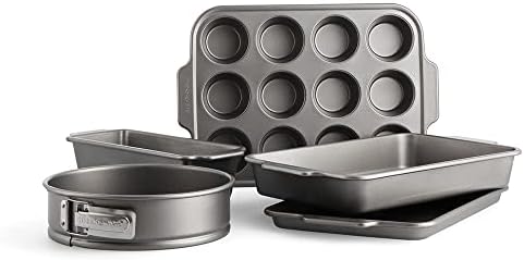KitchenAid Aluminized Steel PFAS-Free Non-Stick 5-Piece Bakeware Set, Oven Safe, Dishwasher Safe, Grey