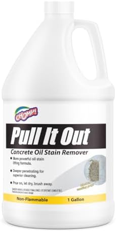 CHOMP! Concrete Oil Stain Remover: Pull It Out Removes and Cleans Oils, Greases from Garage Floors & Driveways, 128 Fl Oz