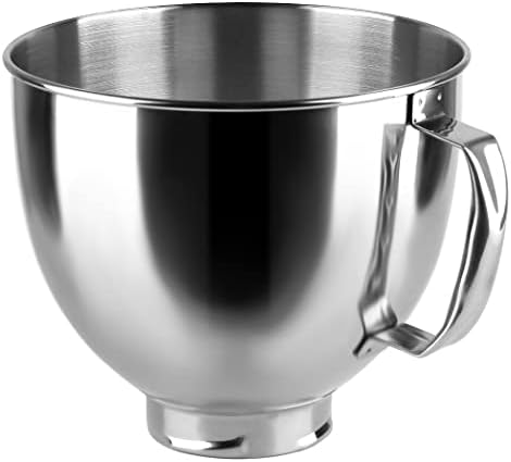 Replacement Parts 5 Quart Stainless Steel Mixer Bowl, Compatible with KitchenAid 4.5 & 5 QT Tilt-head Mixers