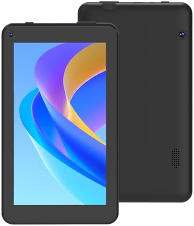 Android 12 Tablet 7 inch Tablets, 4GB RAM 32GB Storage 1TB Expand Quad-Core Processor Tablet PC, 1024 x 600 IPS HD Touch Screen, 2MP+5MP Dual Camera, 3000mAh Battery, WiIFi6, Bluetooth, GMS, Black
