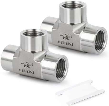 TAISHER 2PCS Forging of 304 Stainless Steel Tee Pipe Fittings, 1/8" x 1/8" x 1/8" NPT Female Pipe Fittings