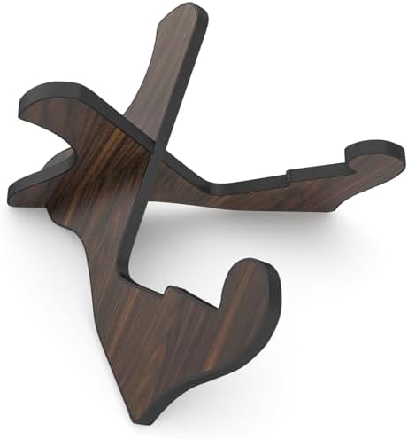 LALAOKS Guitar Stand Wooden Guitar Stand Portable Folding Instrument Holder for Acoustic Classic Electric Bass Guitar (Black walnut)