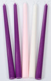 Christmas Advent Candles (Set of 5) - 10" Wax Taper Candles by Vermont Christmas Company - 3 Purple, 1 Pink, 1 White