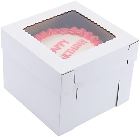 Tall Cake Boxes for Tier Cakes 14x14x12 Inch 2Pack Wedding Cake Boxes,Sturdy Tall Cake Boxes with Window,Layer Cake Carrier,Disposable Cake Containers