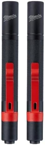 Milwaukee 2105P Penlight 100 Lumen With Protective Rubber Bite Zone, Waterproof, Dustproof 3hr Run Time, High Beam,43m Distance, Value 2-Pack