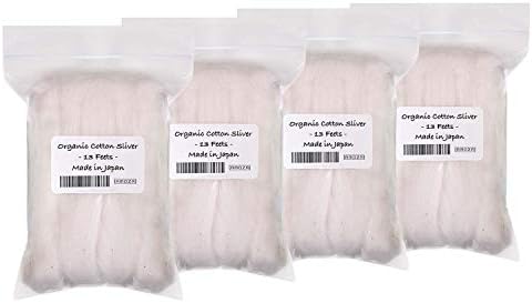 Japanese Organic Cotton Sliver 13 Feets 100% Organic Unbleached [Made in Japan] (4 Packs)