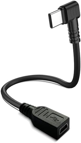 Mini USB Female to USB Type C Male Cable,90 Degree USB-C Male to Mini USB Female Adapter Converter for Mini Dash Cam Hardwire Kit and More Mini USB Devices(Only for Charging)