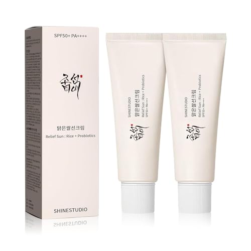 Relief Sun Organic sunscreen SPF50,+++++PA++ Rice and Probiotics | Korean Skin Care Solution for All Skin Types | Nourishing Skin Protection and UV Defense 50ml (2PCS)