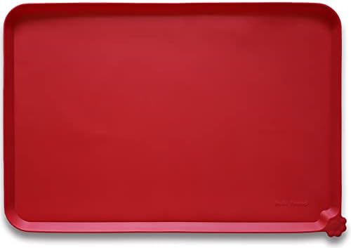 Hoki Found Large Silicone Pet Food Mats Tray - Non Slip Pet Dog Cat Bowl Mats Placemat - Dog Pet Cat Feeding Mat - Waterproof Dog Cat Food Mats -Pet Water Mats for Carpet -Classic Red