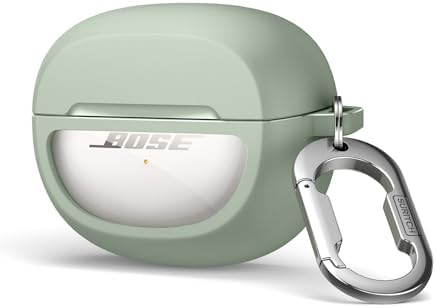 SURITCH Case Cover for Bose Ultra Open Earbuds(2024), Shockproof Protective Cover for Bose Ultra Open Wireless Ear Earbuds Charging Case Accessories with Carabiner, Green