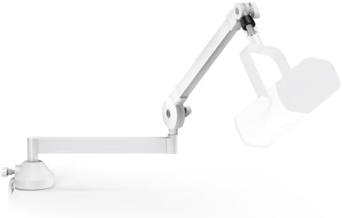 InnoGear Low Profile Mic Arm, 360° Rotatable Microphone Boom Arm Mic Stand for Fifine AM8 K669B Blue Yeti HyperX QuadCast SoloCast AT2020, with Mic Clip 3/8" to 5/8", 3/8" to 1/4" Adapter, White