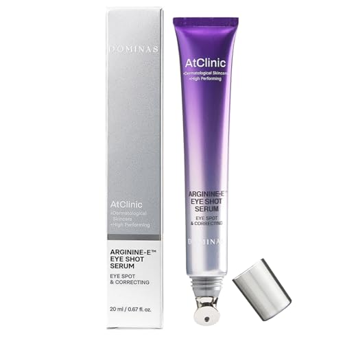 Atclinic Arginine-e Caffeine Eye Serum (0.67fl oz) - Korean Skincare Eye Gel Cream for Dark Circles, Puffiness, and Wrinkles with Guasha Applicator. Niacinamide